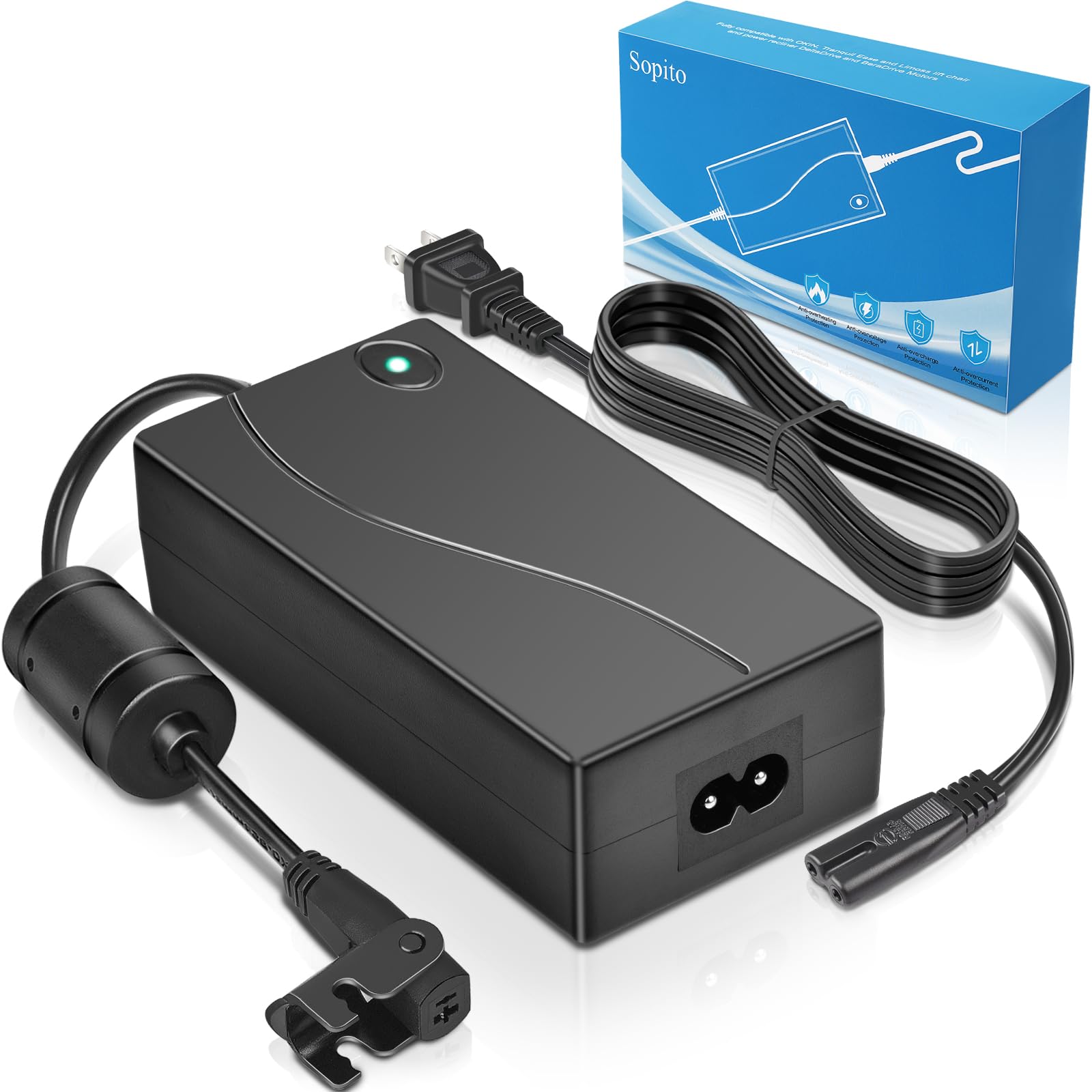 Power Recliner Power Supply, Sopito Universal Magnetic Ring Ac/Dc Adapter 100-240V With Wire, Quality 29V 2A Transformer 2-Pin Connector, Replacement Part For Lazy Boy, Limoss, Okin